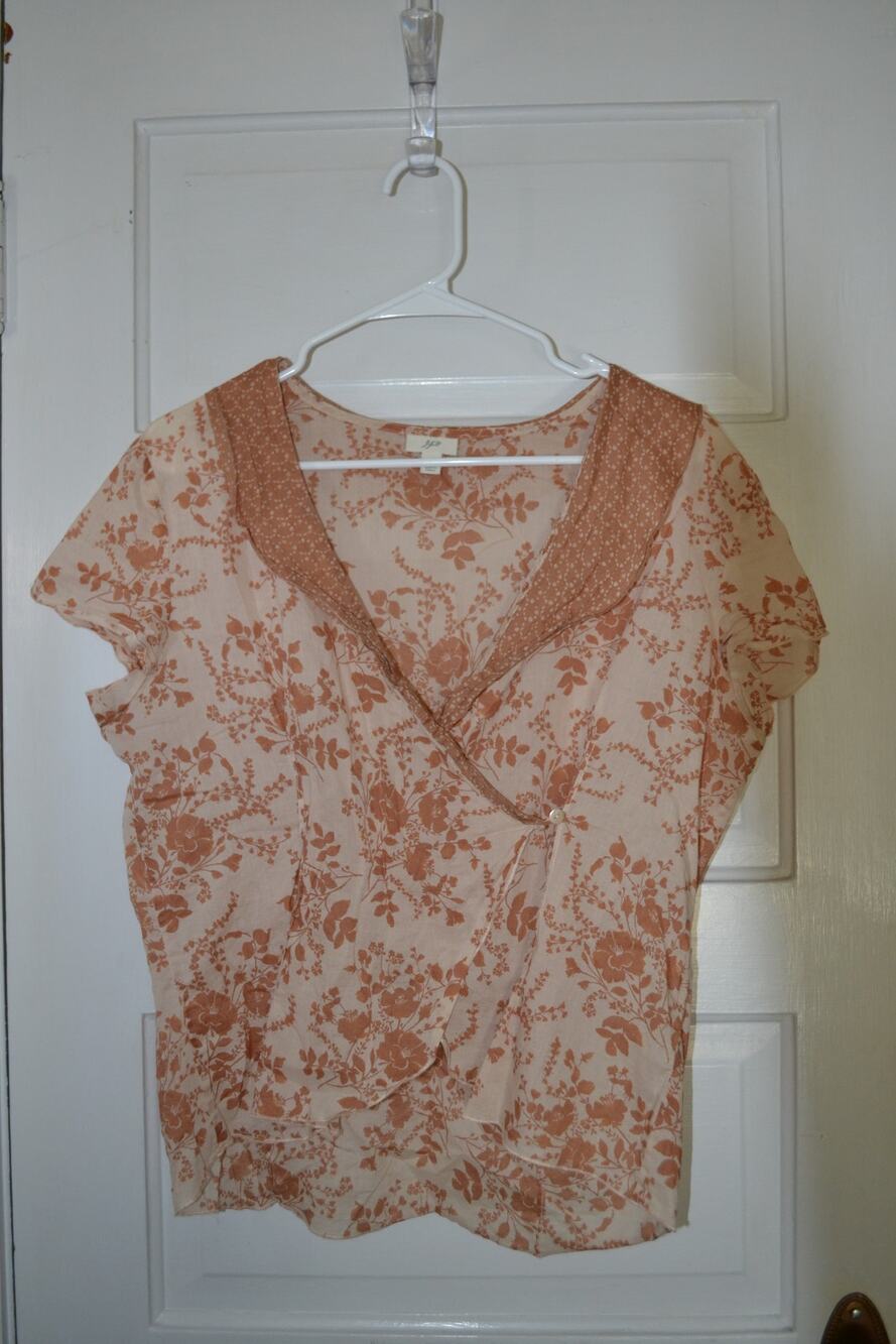 Vintage Y2K Floral Cottage Garden Asymmetrical 100% Cotton Blouse J Jill Size 14